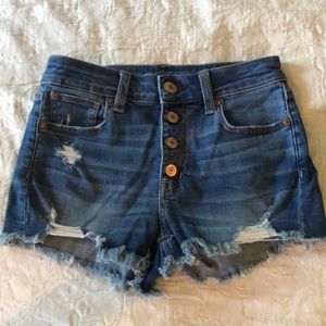 American Eagle Mid-rise denim distressed shorts